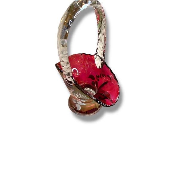 Vintage Westmoreland Glass Basket Art Glass Ruby 1977 6.5" - Picture 6 of 9